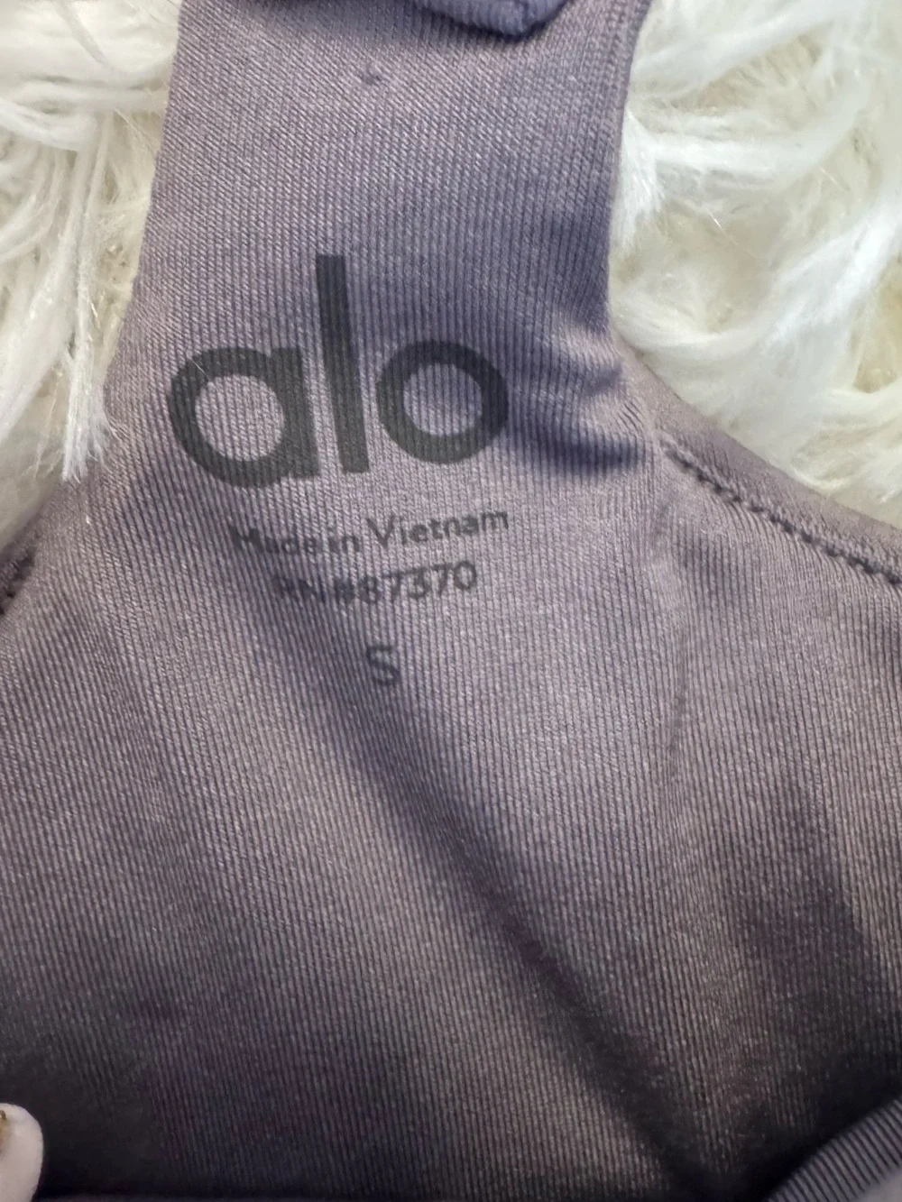 ALO Yoga Gray High-Waist Legging and Sports Bra Set with Black Trim